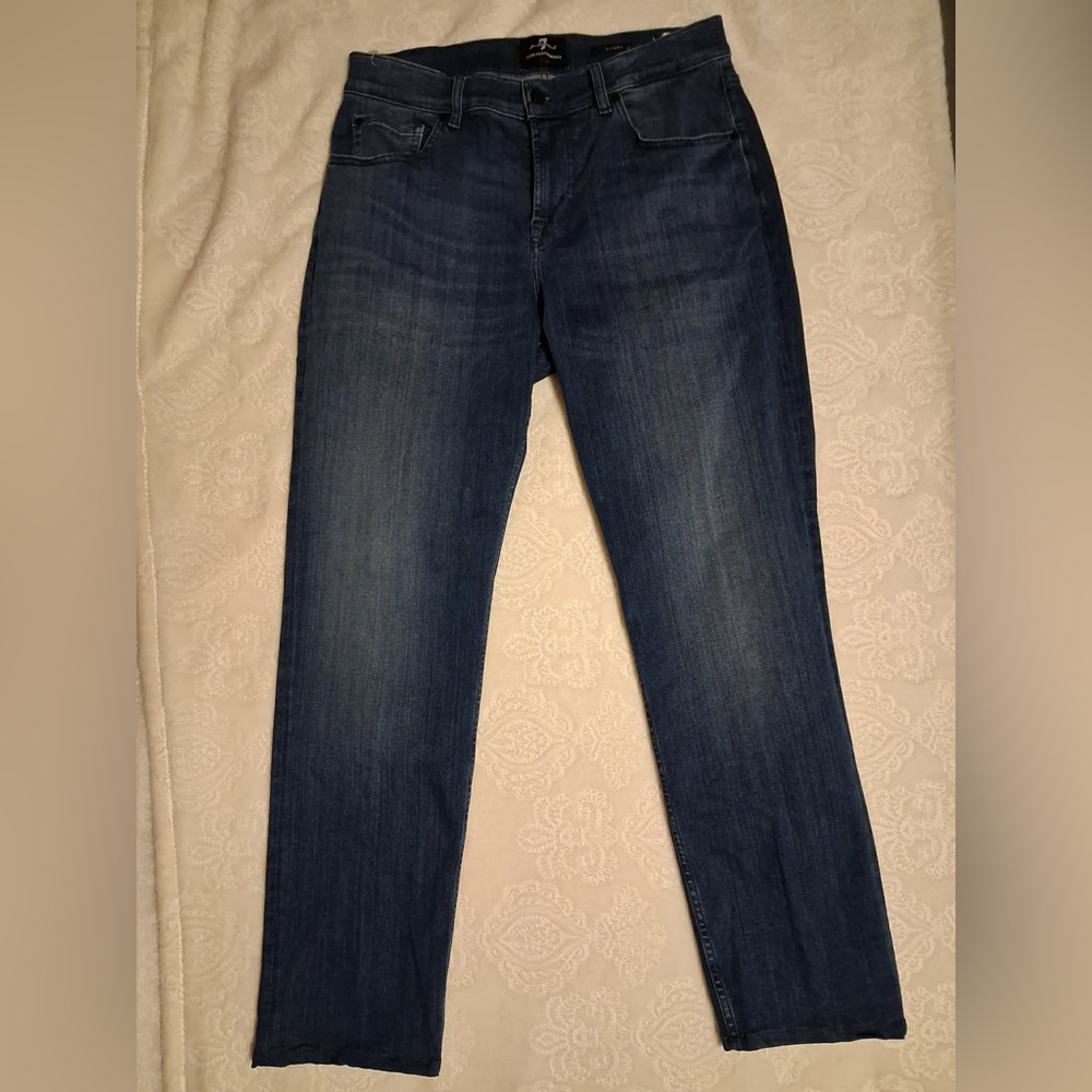 7 For All Mankind Slimmy Luxe Performance Mens Navy Blue Pants Size 34